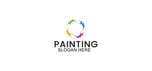 Obraz premium painting service logo design, repair color icon, house and building painting service vector template on white background