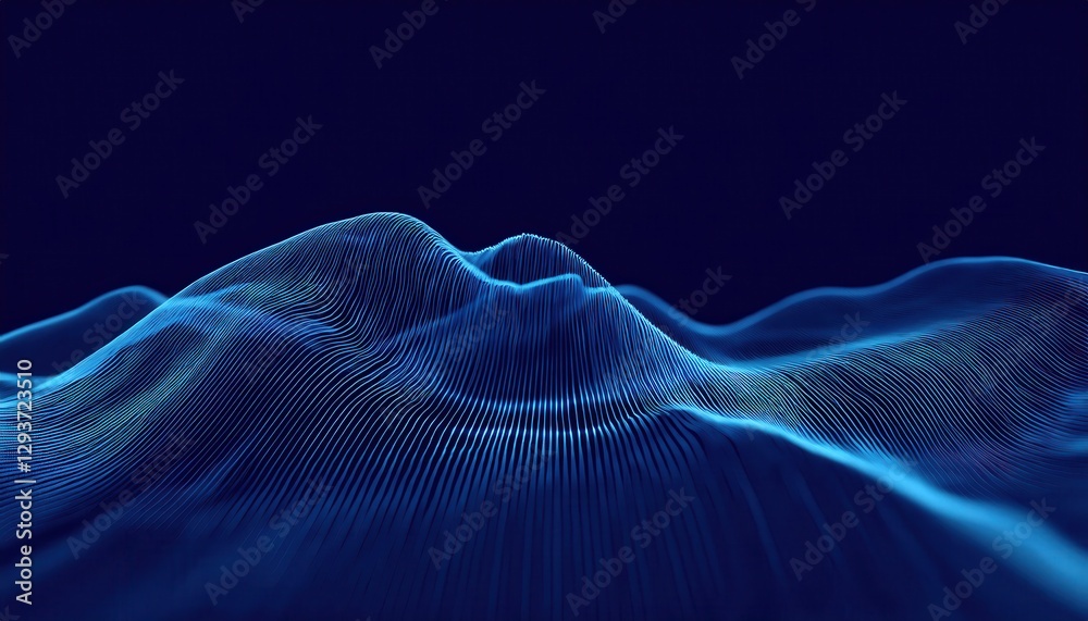 Poster abstract digital blue wave lines with glowing neon grid dots, futuristic 3d network design for techn
