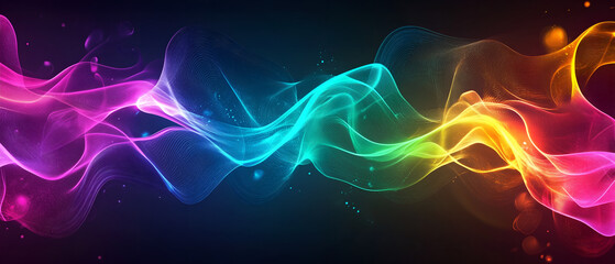 Fototapeta premium abstract colourful rainbow waves of soft energy waving on the black background