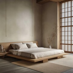 Wooden bed in a clean bright and peaceful room