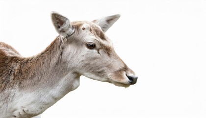 Majestic European Fallow Deer Against a Pure White Backdrop, Striking Grace and Power in the Wild