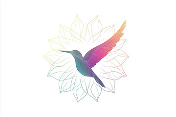 Obraz premium Logo design, hummingbird simple line art style on white background