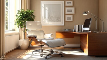 A simple room featuring a desk and a chair, ideal for work or study, set in a minimalist environment for focused productivity.