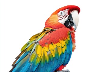 Obraz premium A vibrant parrot perches on a tree branch, showcasing its bright plumage