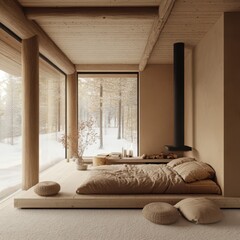 A comfortable winter home provides an inviting and warm atmosphere