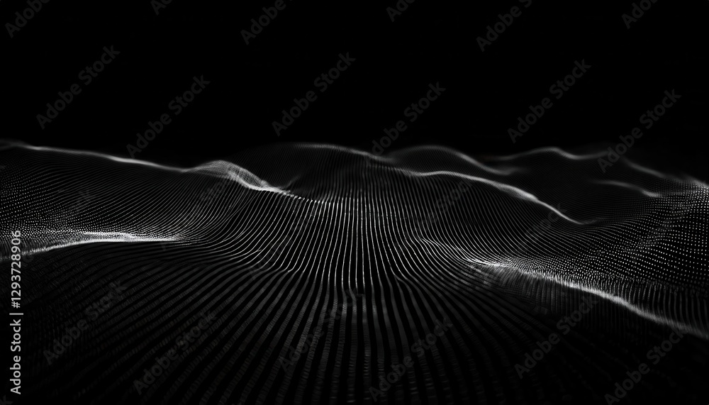 Leinwandbilder abstract black and white digital wave pattern with flowing lines, perfect for tech or futuristic des