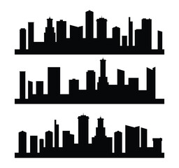 Obraz premium set of city landscape black silhouette in flat style.