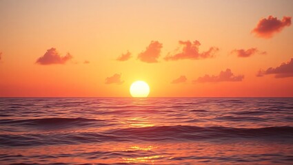 Obraz premium Fiery Red and Orange Horizon with Soft Waves on a Beach