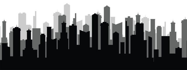 Modern cityscape silhouette vector. Metropolis architecture landscape in flat design