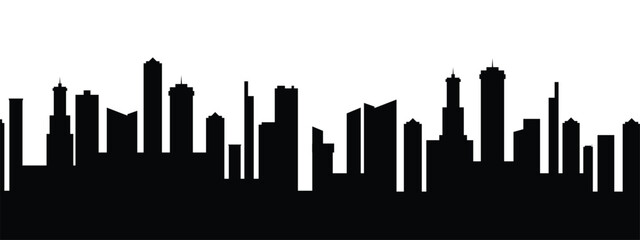 City landscape black silhouette in flat style.