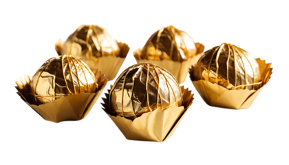 : Chocolate balls in golden wrapping 