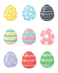 Set of colored easter eggs. Vector illustration in flat style