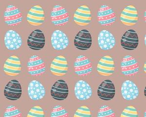 A pattern of different easter eggs. Simple flat illustration. Vector background