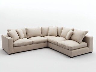 3D Render of a Beige Fabric Sofa in a Minimalist Living Room
