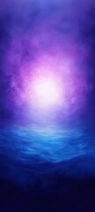 Obraz premium Bright light shining over a calm blue ocean under purple sky