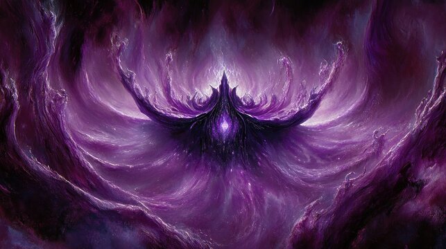 Purple cosmic entity emerging, nebula backdrop, fantasy art, game design