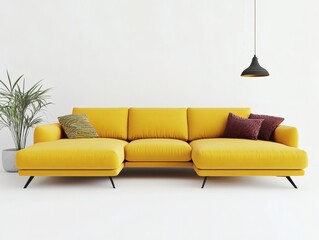 Modern Yellow Sectional Sofa in a Minimalist Interior
