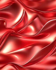Obraz premium Seamless Vibrant Scarlet Anodized Aluminum Background with Abstract Wave Patterns.