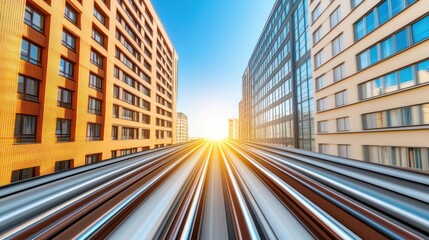 Fototapeta premium City Rail Transit Speed Sunrise