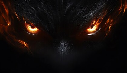 Fototapeta premium Fiery Owl Eyes in Dark Fantasy