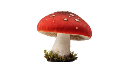 A mushroom with a red and cap and a isolated 