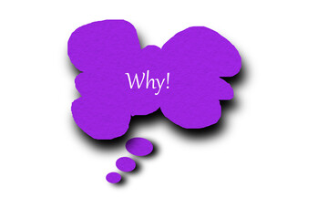 Purple speech bubble with pointed tail on transparent background.