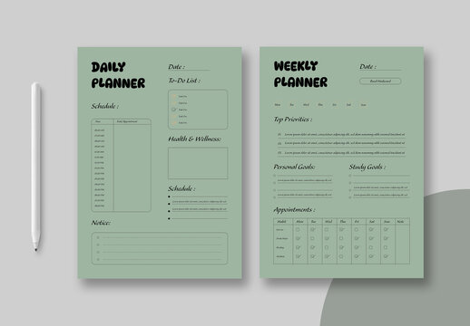 Minimal Planner Template Layout
