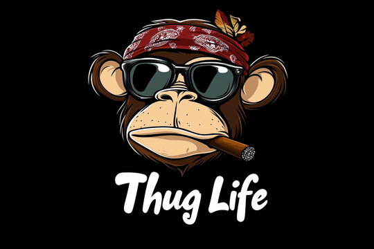 A cartoon monkey wearing sunglasses and bandana smoking cigar
