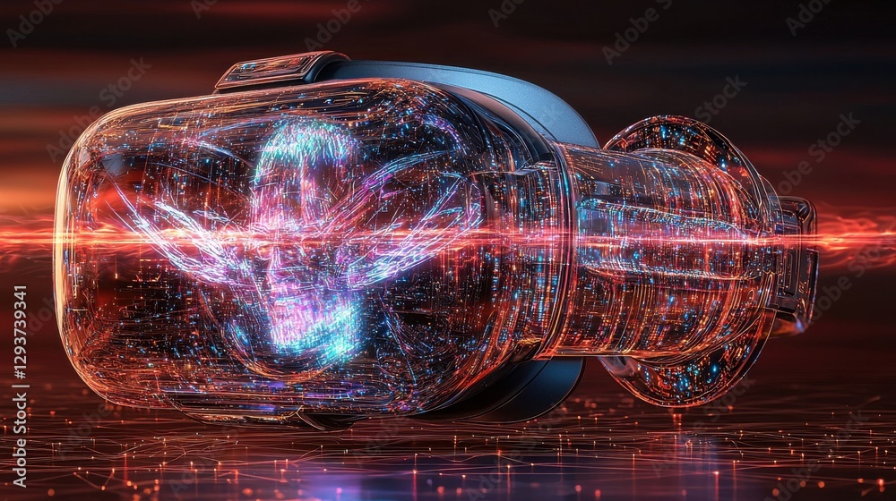 Poster glowing spherical energy field of surreal digital illumination and dynamic visualization creating a 