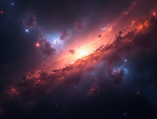 Fototapeta premium Vibrant galactic nebula illuminating the cosmos