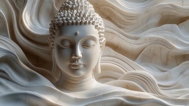 Serene Buddha Sculpture 3D Render of Tranquil Meditation