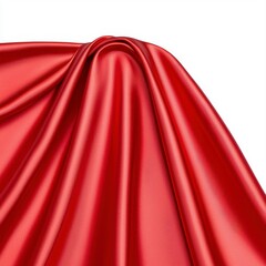 Exquisite red satin fabric flowing gracefully under soft lighting highlighting its glossy surface and rich hue
