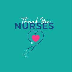 Thank you nurses design template. Happy international nurses day celebrations. Design for banner, greeting cards or print.