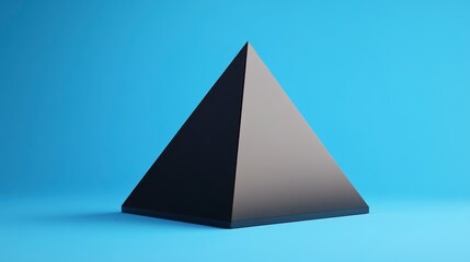 Fototapeta premium Black Pyramid on Light Blue Background A Minimalist 3D Render