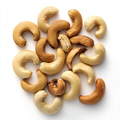 Obraz premium Delicious cashew nuts cut out isolated on white background 