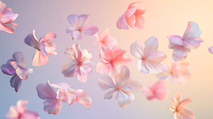 Floating spring flowers on a pastel background. Spring, Summer, Mother's Day, International Women's Day, Weddings
