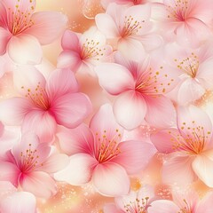 Soft pastel cherry blossom floral pattern with dreamy background