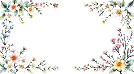 Naklejka premium Botanical Wedding Invitation Border with Elegant Florals