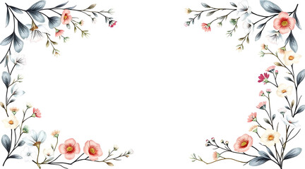 Botanical Wedding Invitation Border with Elegant Florals