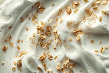 Creamy yogurt layered with crunchy granola and mixed fruits, presented in a rustic setting for a nutritious morning meal. Comic book style.