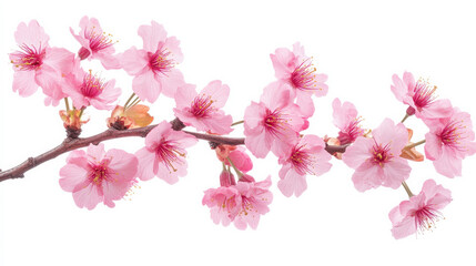 Fototapeta premium Springtime pink sakura (cherry blossom) isolated on white.