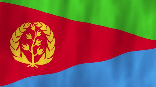 Eritrea flag country animation 3D symbol design waving in wind movement national patriotism world culture emblem banner Horn of Africa green red yellow blue