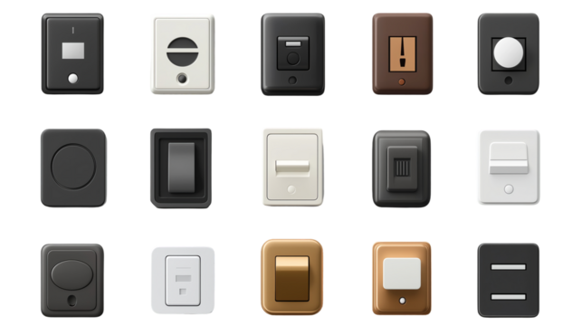 Modern Electrical Switch Plate Designs Set home gold icon isolated on transparent background