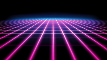 Retro Grid Pattern Neon Lights Digital Art