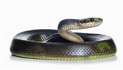 Obraz premium Striking Portrait of Naja kaouthia Snake in Defense, Transparent Background Highlights Tense Tension and Intrigue, Perfect for Digital Art, Home Decor, or Design Inspiration.