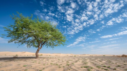 Resilient tree standing tall, symbolizing hope and perseverance amidst severe drought conditions