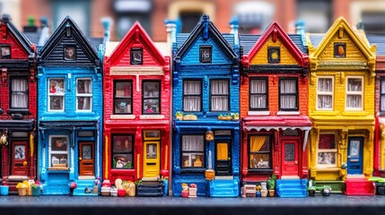 Fototapeta premium Miniature colorful houses, city street