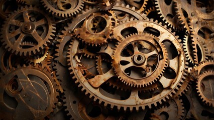 Chaotic Iron Gear Mechanism – High-Resolution Industrial Background