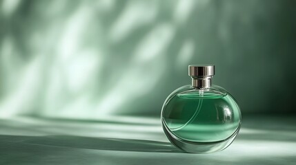 perfume bottle with green background