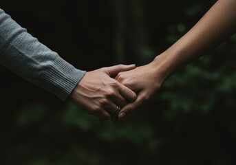 Holding Hands Together Outdoor Symbolizing Relationship and Togetherness in Nature